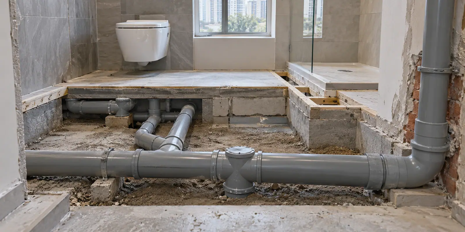 Монтаж канализации в полу: трубы и уклон к стоку